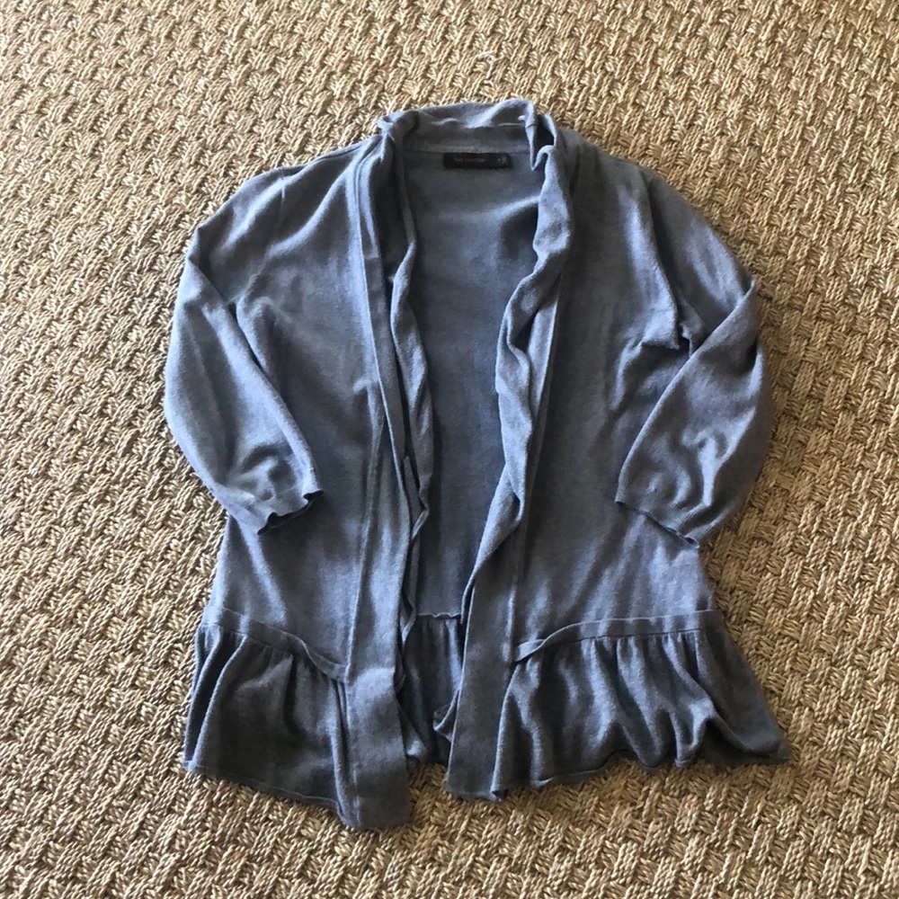 Ruffled Grey cardigan.